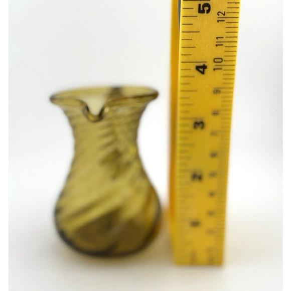 Hand Blown Vintage Amber Swirl Miniature Pitcher Creamer Vintage 3.5 in. - Picture 11 of 11